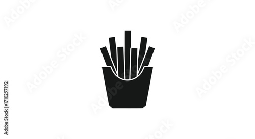 Iconic French Fries - A Classic Fast Food Delight in Simple Silhouette.