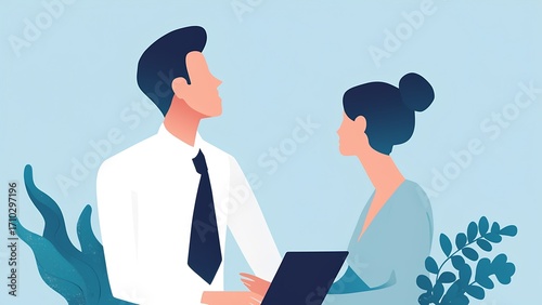 Business collaboration meeting modern office digital interaction professional setting focused view teamwork dynamics