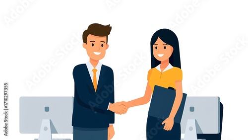Business meeting handshake between colleagues in a modern office setting professional environment positive collaboration