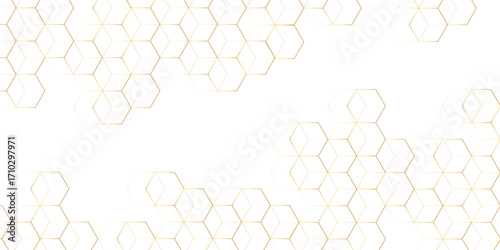 Abstract background golden hexagon stock line background. abstract artistic of geometric background Gold gradient abstract seamless vector pattern. Minimal style website banner, decoration Vector.	