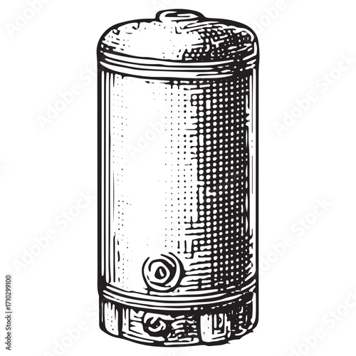 Vintage Water Heater Tank Illustration for Home Plumbing Design