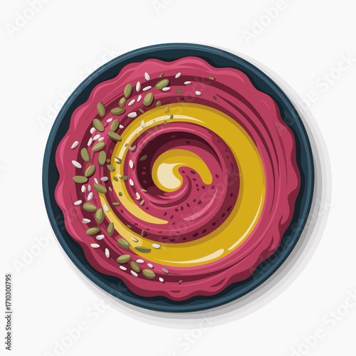 Colorful Beet and Pumpkin Hummus with Seeds Illustration