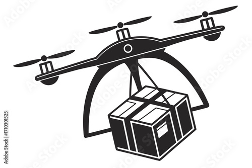 Drone delivering a package with aerial delivery concept