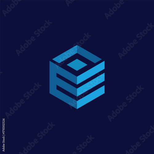 Cube Hexagon Letter E Logo Design Vector Template