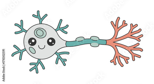 Cute cartoon Neuron illustration, a playful exploration of neuroscience concepts