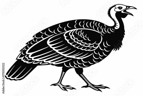Black silhouette of a turkey with open beak