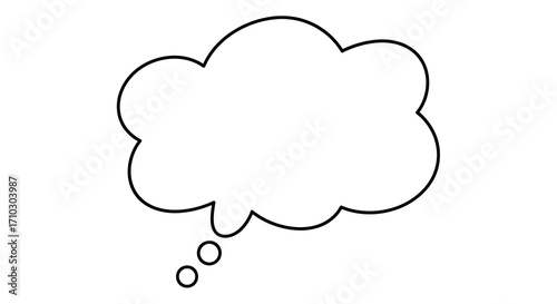 Isolated simplistic speech bubble with tail, depicting empty dialogue and thought