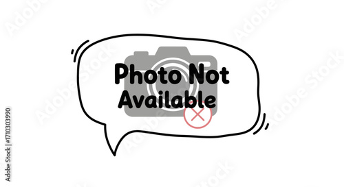 Illustrative representation of an unavailable image depicted within a speech bubble on a plain