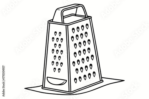 Black and white outline drawing of a kitchen grater
