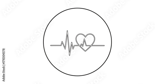 Minimalistic representation of vitality with heart rhythm design and a clean circular border
