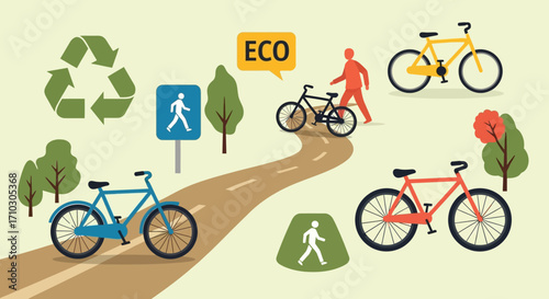 Eco-friendly Bicycle Transportation and Cycling.