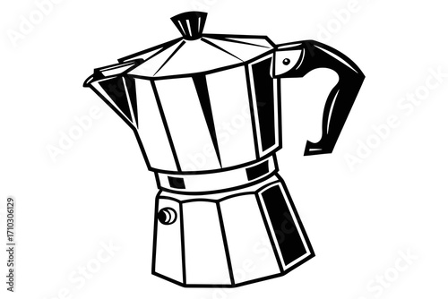 Retro moka pot coffee maker illustration