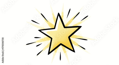 Golden Star with Radiating Lines, Symbol of Achievement and Excellence.
