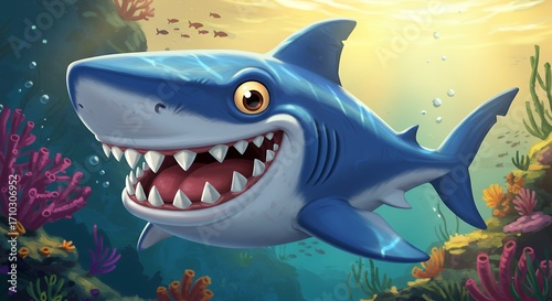 Friendly shark underwater scene