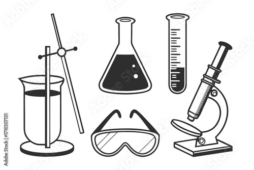 vector illustration of laboratory glassware