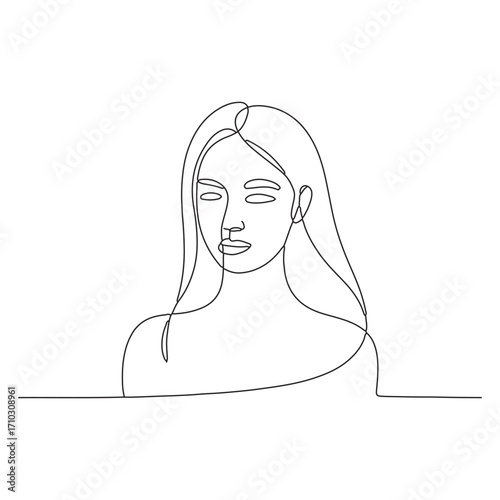 Minimalist single line drawing of a woman s face with closed eyes