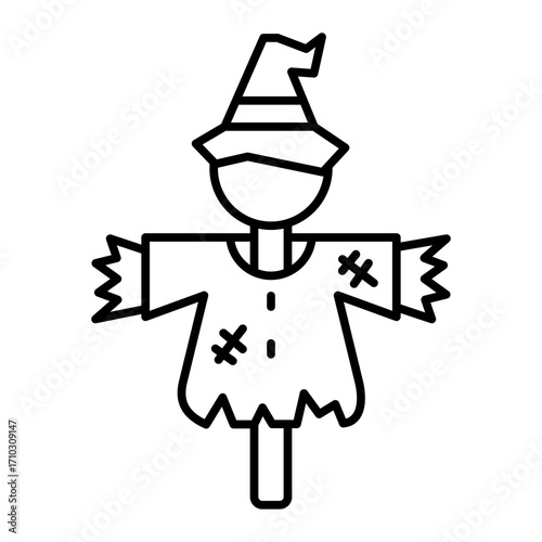 Scarecrow Icon Vector Illustration Line Style
