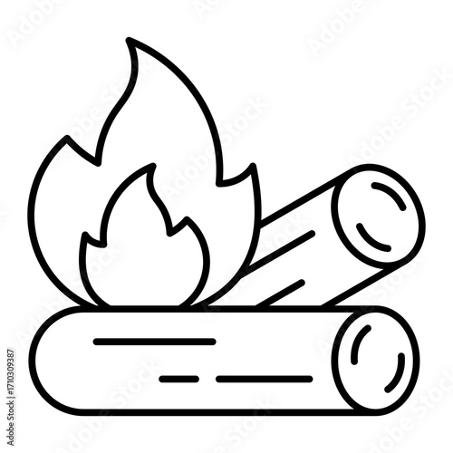 Campfire Icon Vector Illustration Line Style