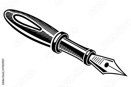 Classic black and white fountain pen illustration
