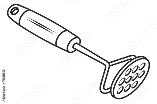 Simple line drawing of a potato masher kitchen utensil