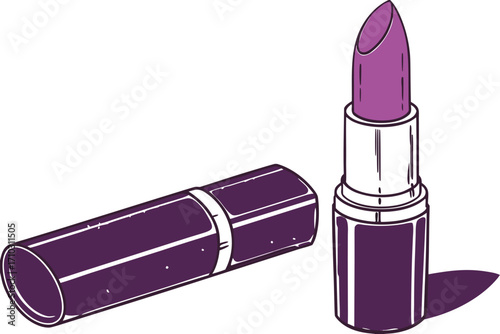 Illustration of two purple lipsticks on a white background
