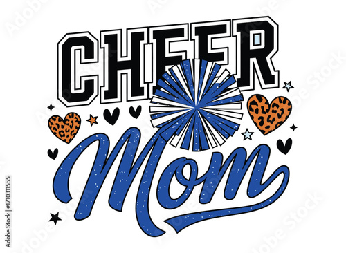 Cheer Mom Blue Pom Design