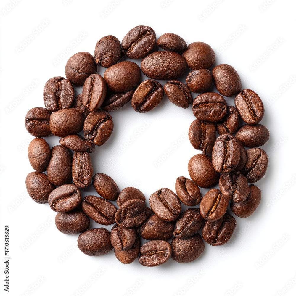 Naklejka premium Coffee beans arranged in a circle (3)