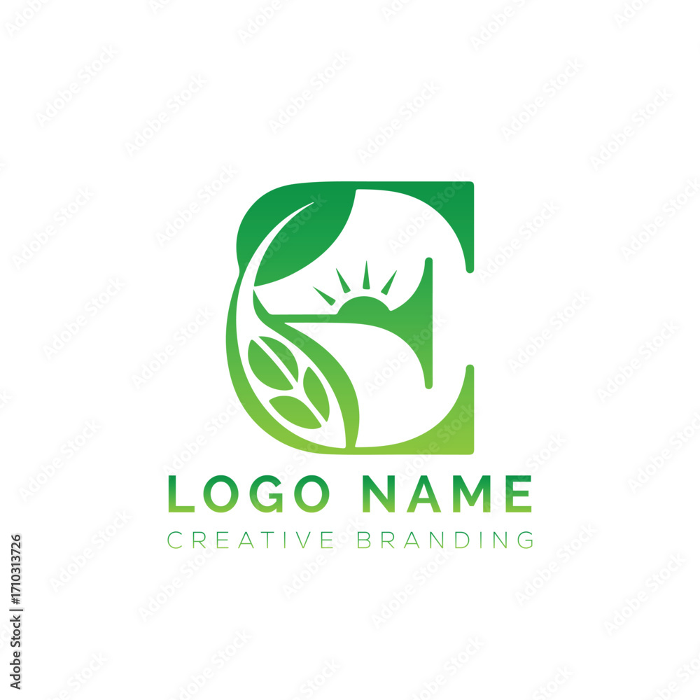 Fototapeta premium organic farming logos, letter E eco logo