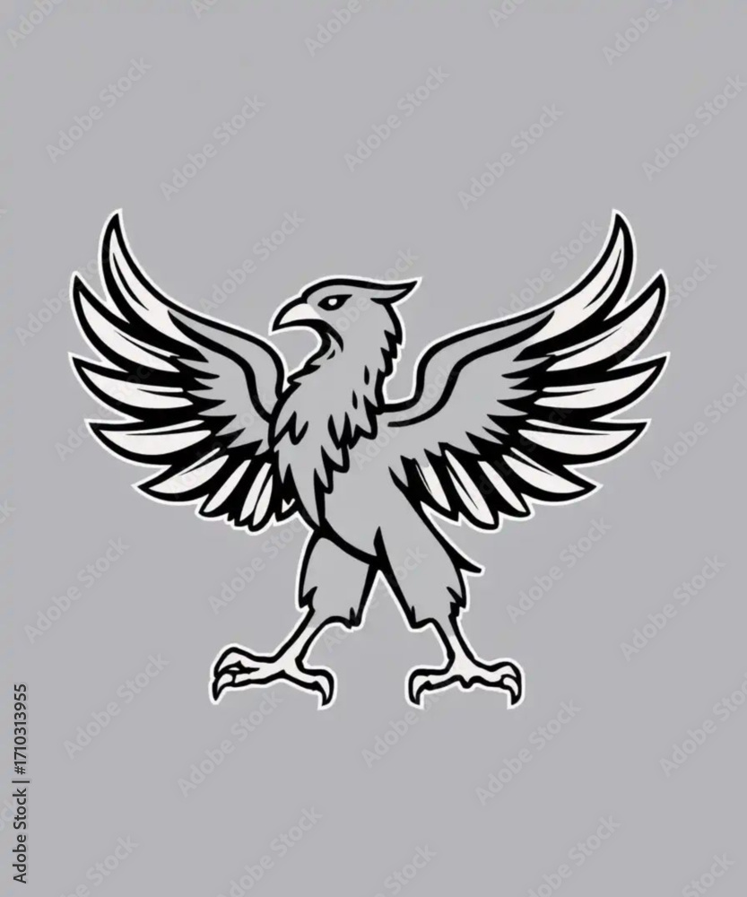 Obraz premium Symbol of the Majestic Eagle: A stunning graphic of an eagle, meticulously designed, embodies strength, freedom, and vision. The artwork presents a minimalist and elegant aesthetic.