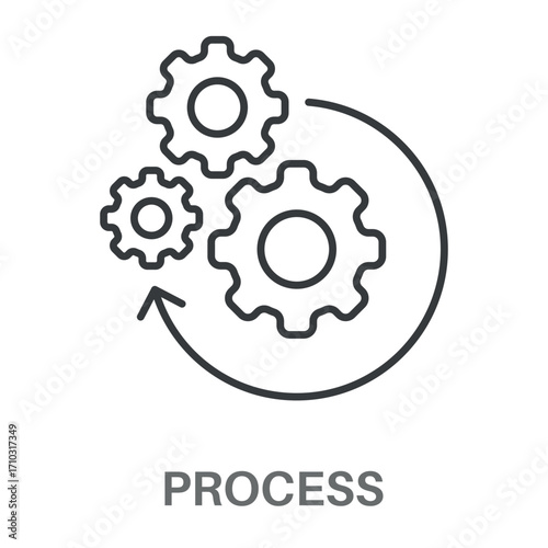 Process Outline Color Blue With Orange Concept Simple Style Design Vector
