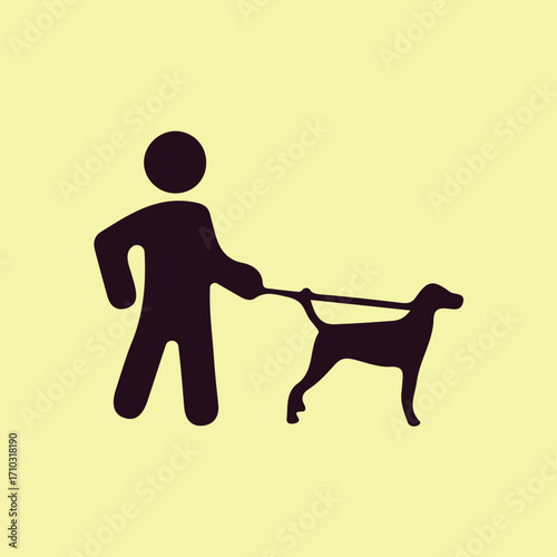 Dog Walker Silhouette: A simple, stylish silhouette depicts a person walking a dog on a leash, evoking feelings of companionship and outdoor activity.