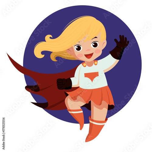 Super kid icon cute girl sketch cartoon character