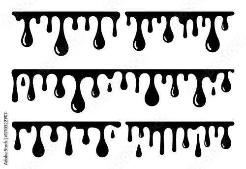 Black dripping paint borders with various drop sizes and patterns