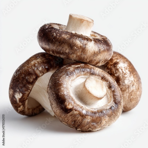 Fresh Shiitake Mushrooms Close Up Studio ShotPile of Organic Brown MushroomsHealthy Eating Cooking Ingredient