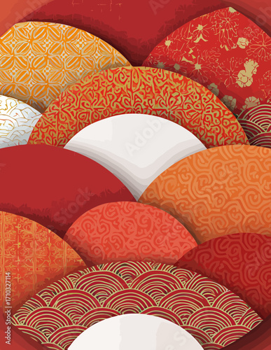 Círculos superpuestos con textura vectorial, diseño gráfico abstracto