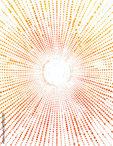Fondo abstracto con efecto túnel de puntos naranjas y blancos