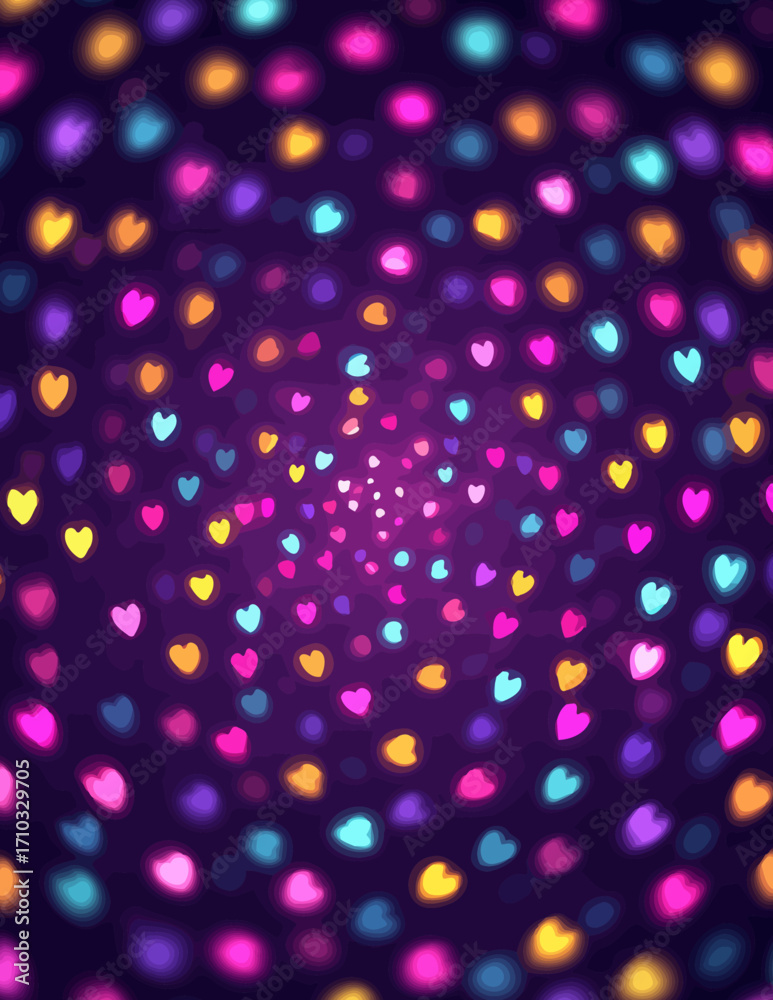 Fondo abstracto vibrante con corazones difuminados