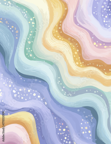 Diseño abstracto vibrante con ondas y brillos pastel
