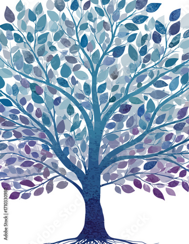 Árbol estilizado simétrico en estilo vectorial