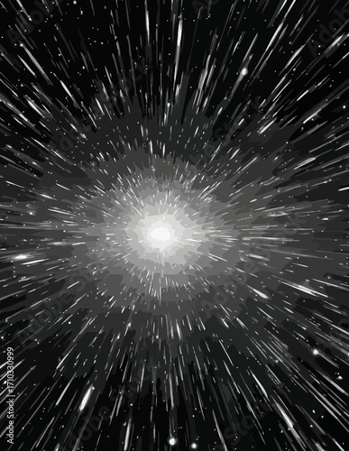 Explosión de luz monocromática, efecto zoom radial