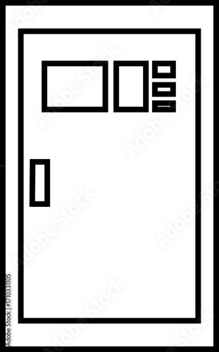 Electrical Control Panel Icon Black Line Style Cabinet Symbol of Switchboard, Fuse Box, Circuit Breaker, Power Box, Switchgear, Distribution Board Vector
