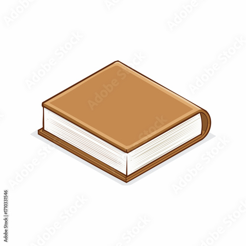 Brown Hardcover Book Illustration on White Background