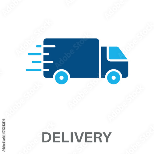 Delivery Silhouette Glyphs Color Blue Concept Simple Style Design Vector