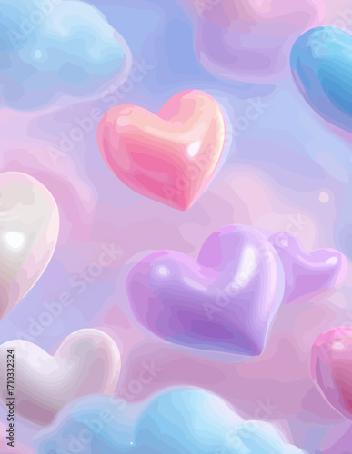Patrón sin costuras de corazones pastel en estilo vector