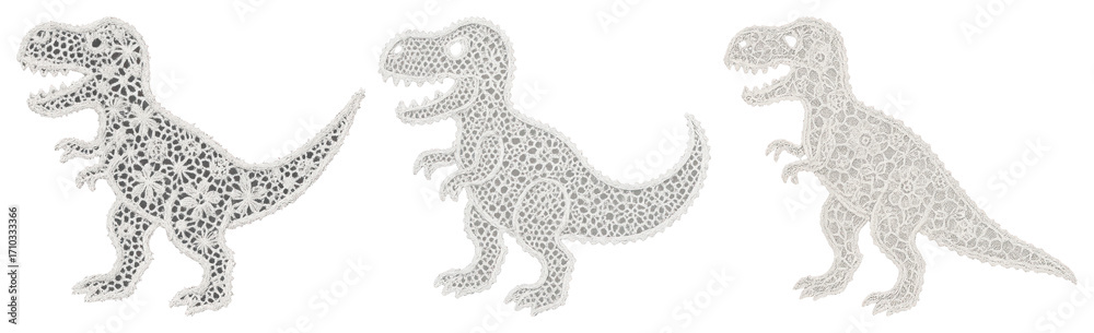 Fototapeta premium PNG Intricate lace dinosaur patterns, element set on transparent background
