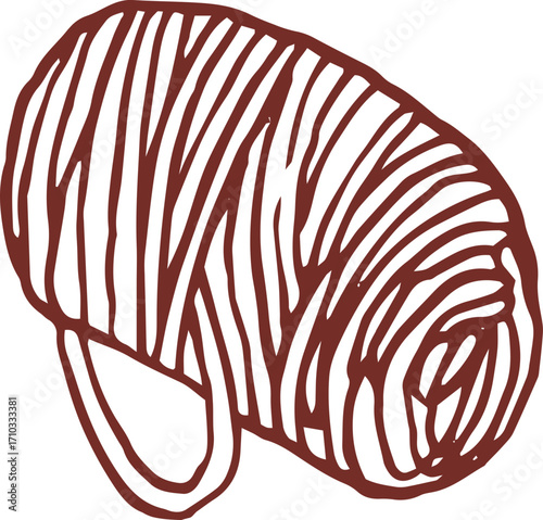 Cute hand drawn line art whimsical illustration of ball of yarn thread. Outlined vector clip art	