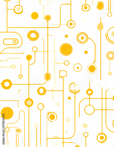 Patrón vectorial sin costuras de circuitos abstractos en amarillo