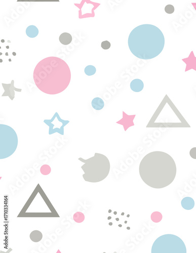 Patrón vectorial simple y lúdico con formas geométricas pastel