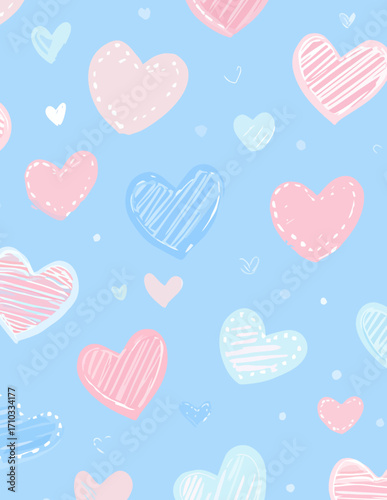 Fondo de corazones pastel con estilo vectorial simple y alegre
