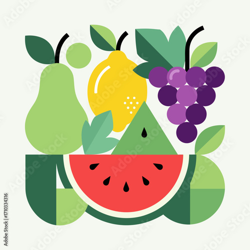 Geometric Decorative Fruit A Vibrant Summer Composition